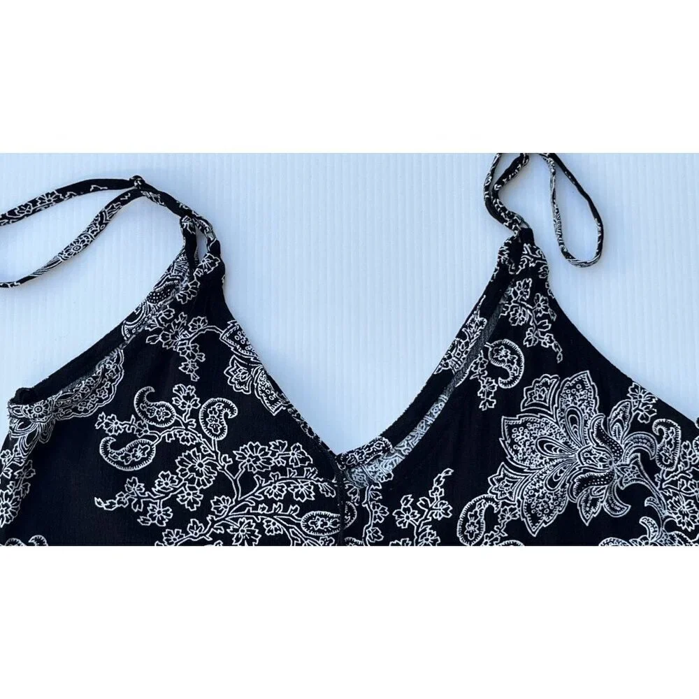 After Party By Nasty Gal Women’s Black Strappy Floral Wide Leg Jumpsuit Size XS - Picture 12 of 16